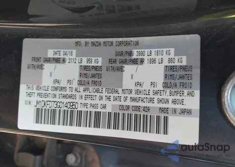 2016 Mazda Cx-3 Grand Touring from USA, damaged, VIN JM1DKFD73G0140950